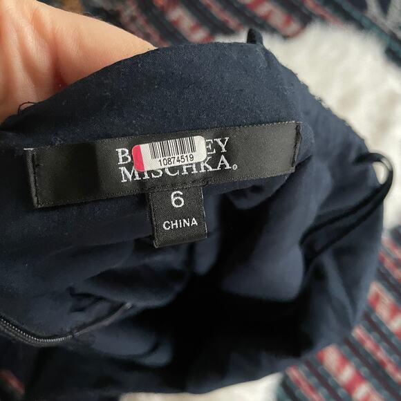 Badgley Mischka Navy Blue Ballerina Gown Long Maxi Dress Sleeveless Sz 6 - Picture 7 of 10